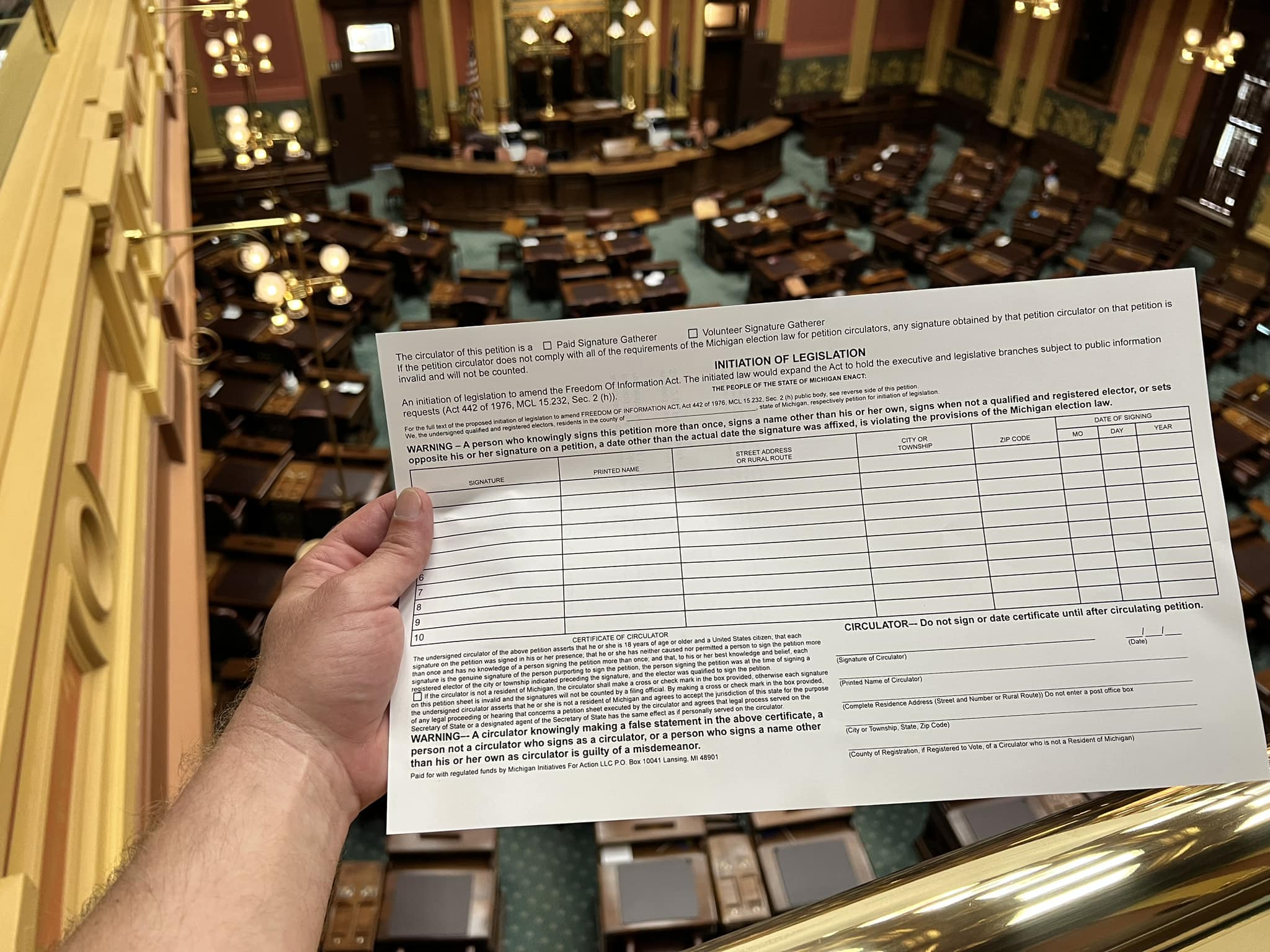 Michigan Initiatives for Action LLC, to Present Historic Transparency Act at Michigan State Board of Canvassers Meeting