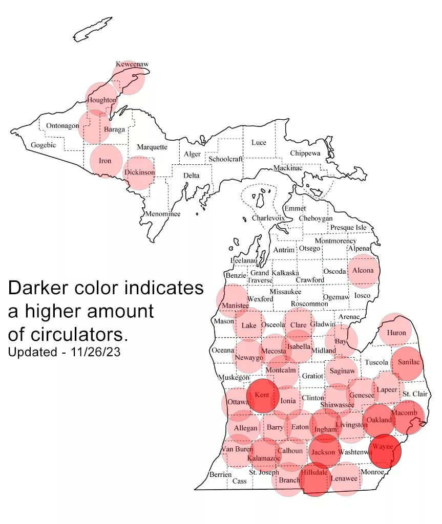 Michigan petition circulator map
